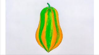 How to draw a papaya very easy tannic  Papaya drawing  পেঁপে আকা [upl. by Ecirtam]