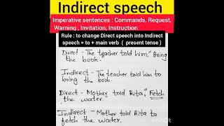 indirect speech imperative sentences  Commands Request warning invitation instructions [upl. by Karina]