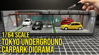 164 Scale Tokyo Underground Carpark  DIY Automotive Diorama [upl. by Alecram287]