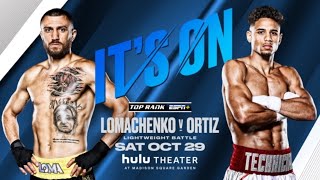 LOMACHENKO VS ORTIZ LIVE WATCH A LONG [upl. by Bully]