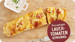 Rezept für BlätterteigTomatenStrudel  vegetarisch [upl. by Nosiaj]