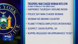 NYSP Man arrested after chasing woman into Planet Fitness at Arnot Mall [upl. by Drugge]