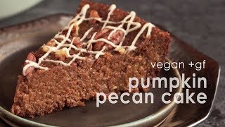 Pumpkin Pecan Cake w Cream Cheese Frosting Vegan  GF [upl. by Ademordna]