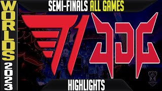 T1 vs JDG Highlights ALL GAMES  S13 Worlds 2023 Semifinals  T1 vs JDG Esports [upl. by Eiznekcm673]