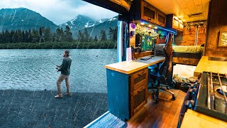 Rainy Vanlife Camping in Remote Alaska Town [upl. by Atsed2]