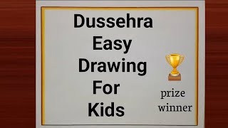 Dussehra DrawingVijayadashami poster making drawingDussehra easy drawing for kidsDussehra poster [upl. by Cherianne255]