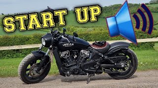 Indian Scout Bobber cold start up sound amp quick walkaround [upl. by Alcine]