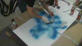 Painting God stencil art on canvas by fake Ganesha hindu god [upl. by Adaran]