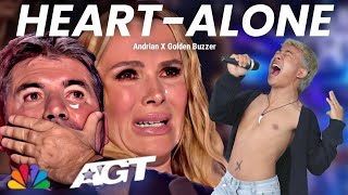 Golden Buzzer Simon Cowell criying when he heard the song Heart  Alone with an extraordinary voice [upl. by Llenehs]