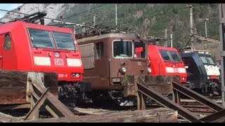 Bahnverkehr in Wassen und Erstfeld Gotthard 032012 [upl. by Ahaelam761]