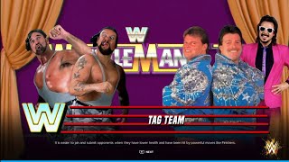 The Bushwhackers vs The Fabulous Rougeaus WrestleMania 5 WWE 2K24 [upl. by Esilehc853]