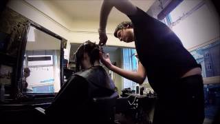 Undercut a line bob haircut tutorial [upl. by Aerdnak962]