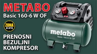 Bezuljni Kompresor Metabo Basic 1606 W OF  Recenzija  Test 4K [upl. by Llenel]