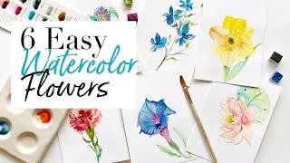 6 Watercolor Flowers You Need to Know How to Paint [upl. by Clothilde986]