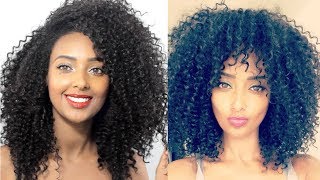 How To Cut Bangs  Style Cut Layer amp Shape a Curly Wig [upl. by Nahsar]