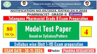 Telangana Pharmacist GradeII exam Preparation II Mock test  4 II Unit 110 exam preparation [upl. by Nnaxor]