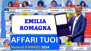 Affari tuoi venerdì 8 marzo 2024 con lEmilia Romagna I pacchi aperti in ordine [upl. by Icul]