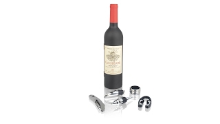 Set Accesorios para vino X5 pzas en botella decorativa Chef Master [upl. by Atteniuq]