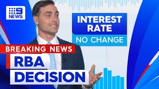 RBA leaves interest rates on hold at 435 per cent  9 News Australia [upl. by Pavla]