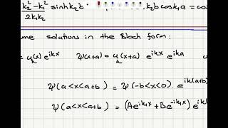 Week 104 KronigPenney Model and Bloch Waves [upl. by Jacobine]