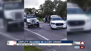 Deputy Injured in 3Car Crash [upl. by Hayarahs]