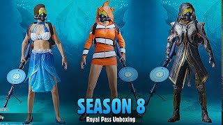 PUBG MOBILE Season 8 Royal Pass Unboxing amp Review  🔥 Pubg New Gun Skins of season 8  Gamexpro [upl. by Hardunn]