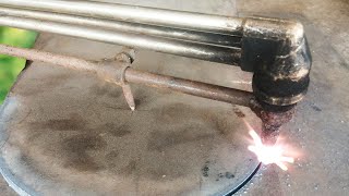 How to Hand Torch a Circle with Oxy Acetylene into Metal Plate [upl. by Akenn]