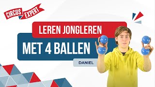 Hoe jongleer je met 4 ballen  Jongleren met 4 balletjes  Circusexpertnl [upl. by Rayford]