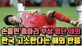 손흥민 종아리 부상 레바논전 명단 제외 한국 고소한다는 토트넘 현지 팬들 반응 [upl. by Botnick]