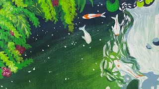 Koi pond painting [upl. by Leirea]