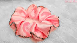 How to make handsew rhinestone Scrunchie at homeHow to make Scrunchie without sewing machine easy [upl. by Claman]