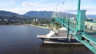 Cruise Ship under the Lions Gate Bridge Vancouver BC [upl. by Rubenstein959]