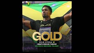 NEW OLYMPIC RECORD Roje Stona Jamaica’s First Olympic GOLD MEDAL [upl. by Metzgar]