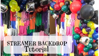 DIY Streamer  Fringe Wall Backdrop Tutorial with Balloon Garland [upl. by Draner]