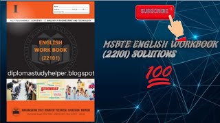 MSBTE ENGLISH WORKBOOK 22101 SOLUTIONS [upl. by Deery208]