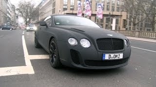 Matte black Bentley Continental SuperSports driving in Düsseldorf [upl. by Groark]