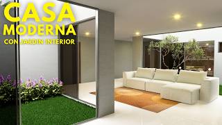 CASA MINIMALISTA Y MODERNA con jardines interiores [upl. by Swain]