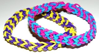 Elastic color Rainbow Loom Inverted Fishtail Bracelet [upl. by Niels962]