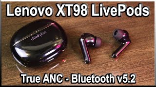 Lenovo XT98 LivePods Review  True ANC Bluetooth v52 Super Bass and More [upl. by Assir468]