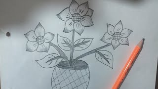 गमला में सूरजमुखी फूल बनाना सीखे  how to draw a sunflower sunflower drawing sunflower pencil art [upl. by Seraphina]