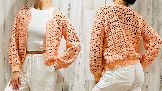 CARDIGAN O CHAQUETA DE CUADROS CON MOTIVOS FLORALES A CROCHET  TUTORIAL [upl. by Aneehsak119]