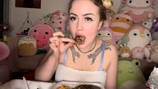 Oxtails Mukbang with Jamaican patty Mac and cheese rice and beans talking eating show [upl. by Odrautse394]