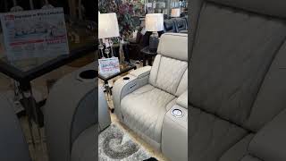 Boyington in White Dual Power Leather Reclining Sofa and Loveseat Set By Ashley [upl. by Ivad]