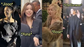 로제 지수 차은우 있지 유나 파리 Jisoo Rose Cha Eunwoo Yuna at the Paris Fashion Week for Dior YSL GANNI [upl. by Baram957]