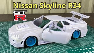 How to make Nissan skyline GTR R34 from foamboard part1 [upl. by Aisiram]