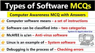 Types of Software MCQ with Answers  Computer Awareness [upl. by Nirrol]