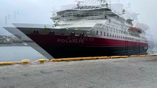 Hurtigruten Polarlys docking Honningsvåg [upl. by Aihsoek]