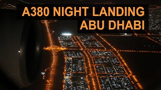 Night Landing in Abu Dhabi Airport  A380 Superjumbo  Etihad Airways Airbus [upl. by Malan]