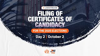 Filing of certificates of candidacy for 2025 Philippine elections  Day 2 October 2 [upl. by Frances]