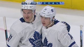 Frederik Andersen sends perfect pass to Mitch Marner for goal [upl. by Edylc]